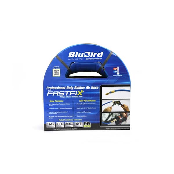 1/4 in. x 100 ft. Rubber Air Hose with FastFix Field Repairable Fittings