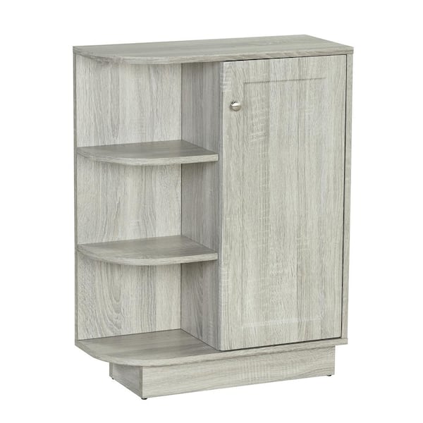 Hooseng Goosebump 23.6 in. W x 9.7 in. D x 31.3 in. H Beige MDF Freestanding Linen Cabinet with Side Shelf in Oak