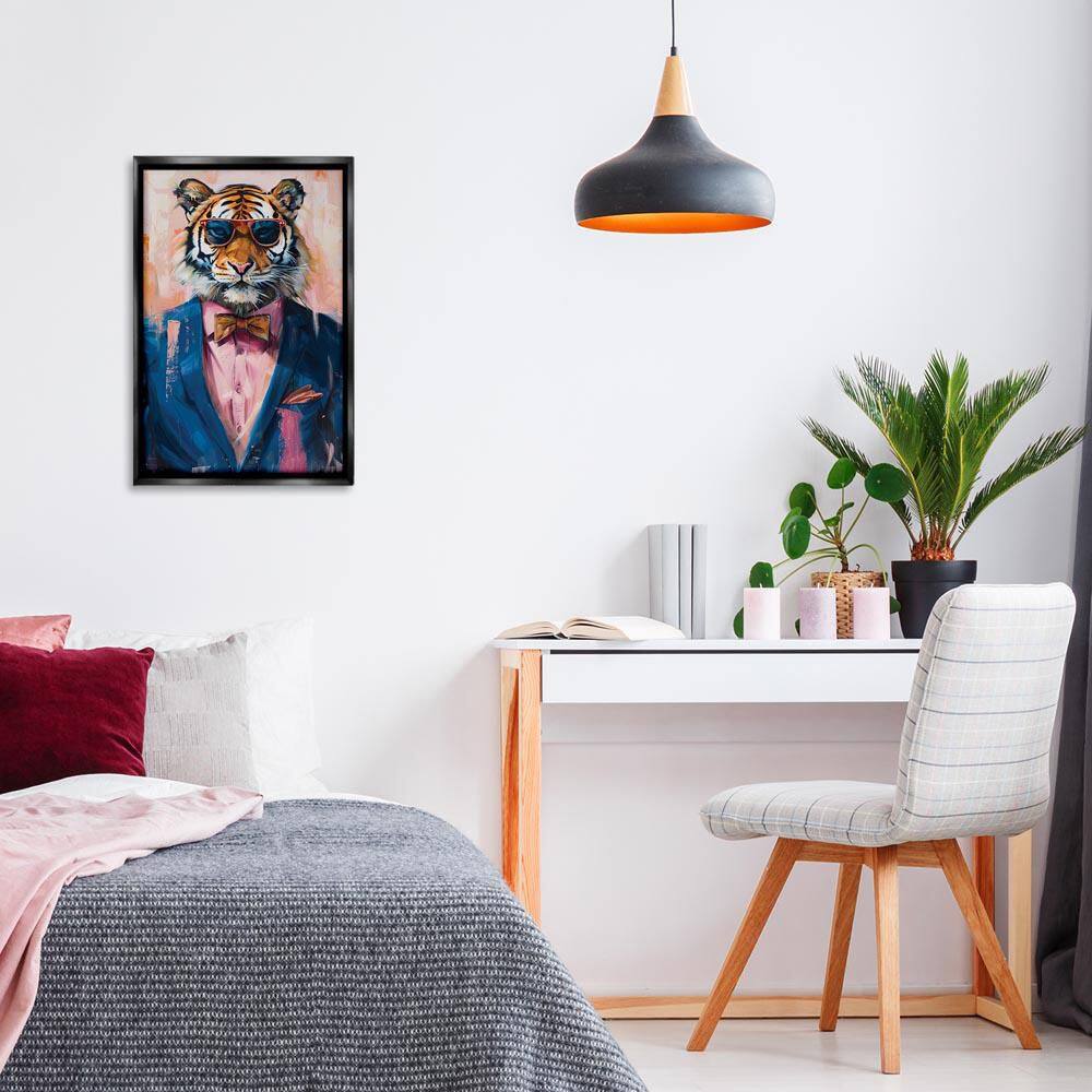Suited Tiger Modern Fashion by LSR Design Studio Black Floater Frame Animal Graphic Art Print 25 in. x 17 in. price history on PriceWatchPro