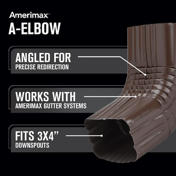 3 in. x 4 in. Brown Aluminum Downspout A-Elbow