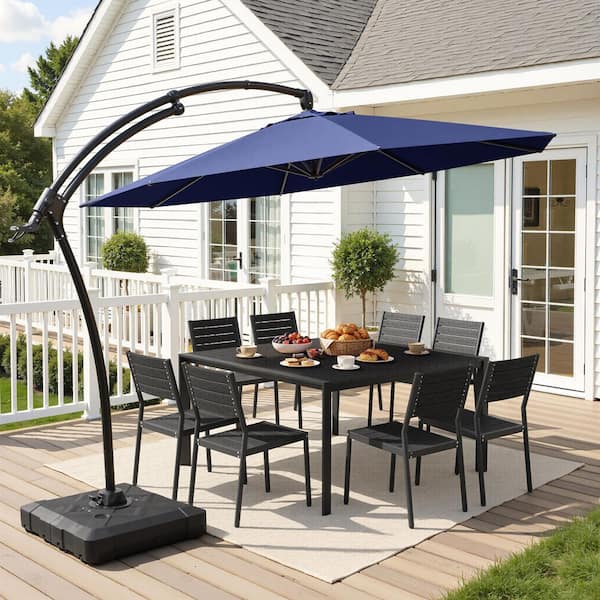 9-piece patio dining set with umbrella Outsunny 8-Piece Patio Dining Set with 9 Ft Umbrella, Mixed Brown