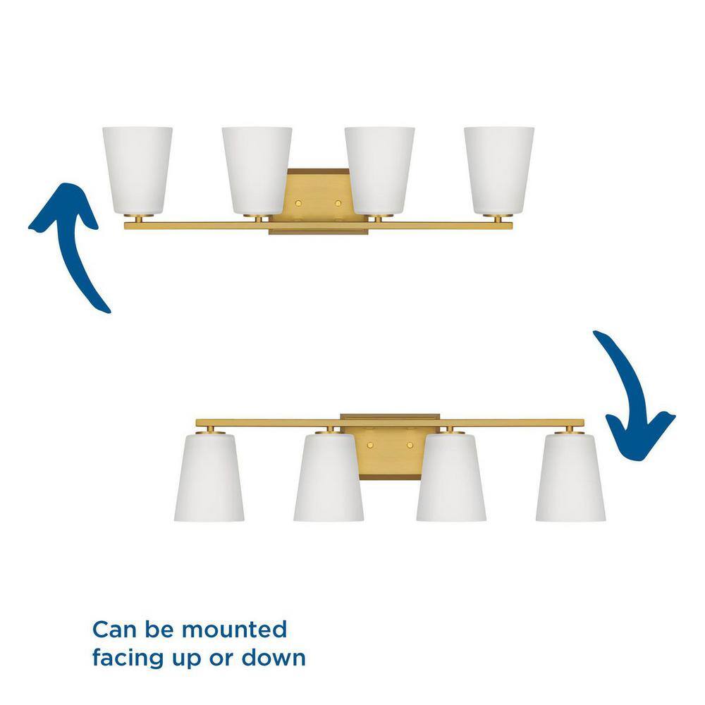 Brushed Gold 4-Light Dimmable Bath Vanity Fixture