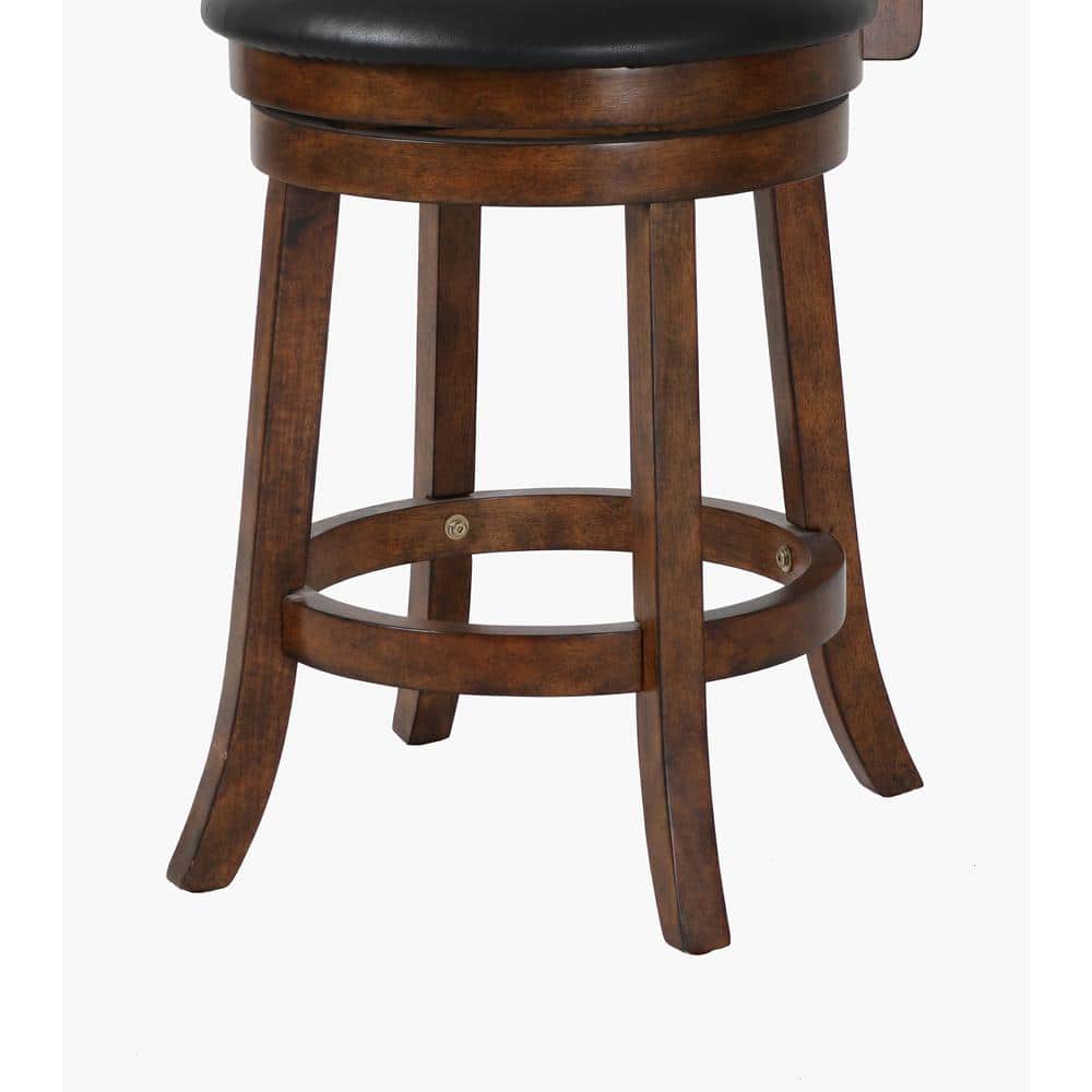 Bristol 24" Brown Wood and Leather Swivel Counter Stool
