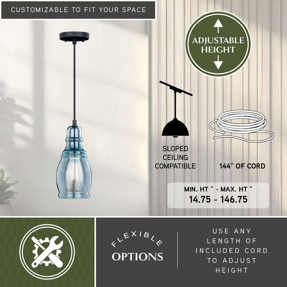 Millie Mini Jar Pendant in Oil Rubbed Bronze with Glass Shade