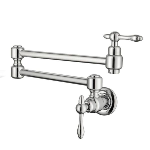 Nestfair Wall Mounted Pot Filler with 2 Handles in Chrome SMD1009P The Home Depot