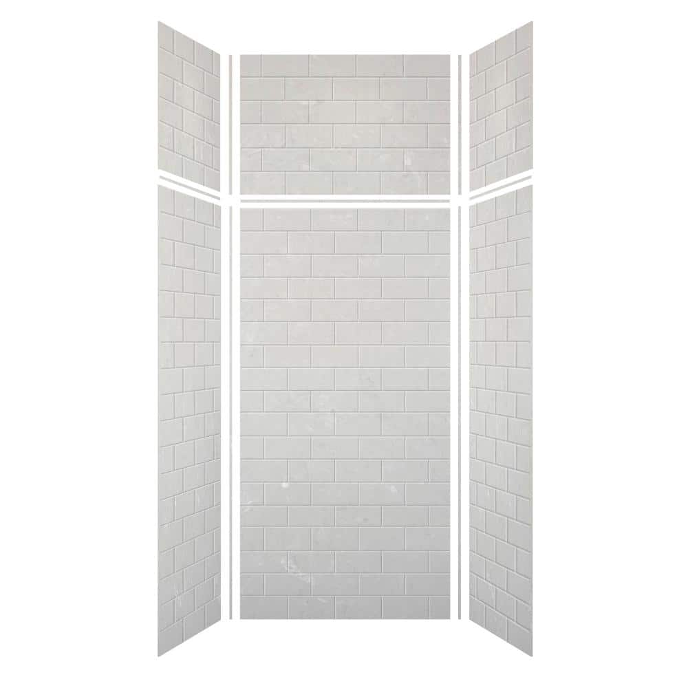 Lunar Gray Solid Surface Subway Tile Shower Wall Kit
