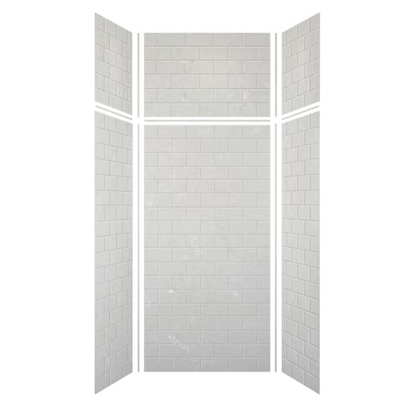Transolid Saramar 36 in. W x 96 in. H x 36 in. D 6-Piece Glue to Wall Alcove Shower Wall Kit with Extension in Lunar