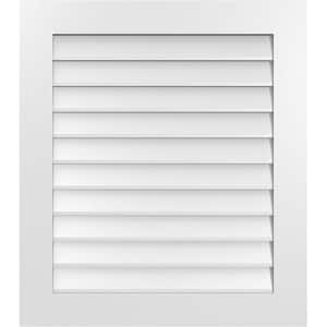 30 in. x 34 in. Rectangular White PVC Paintable Gable Louver Vent Non-Functional