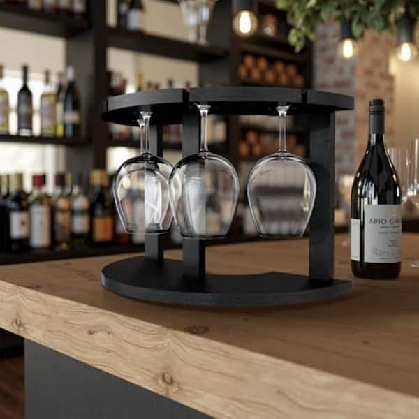 Anqtovp Black Countertop Freestanding Wine Glass Rack Semi