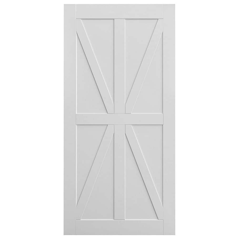 32 in. x 80 in. White Wood Barn Door Slab Solid Core Wood Slab with Water-Proof Primed Surface