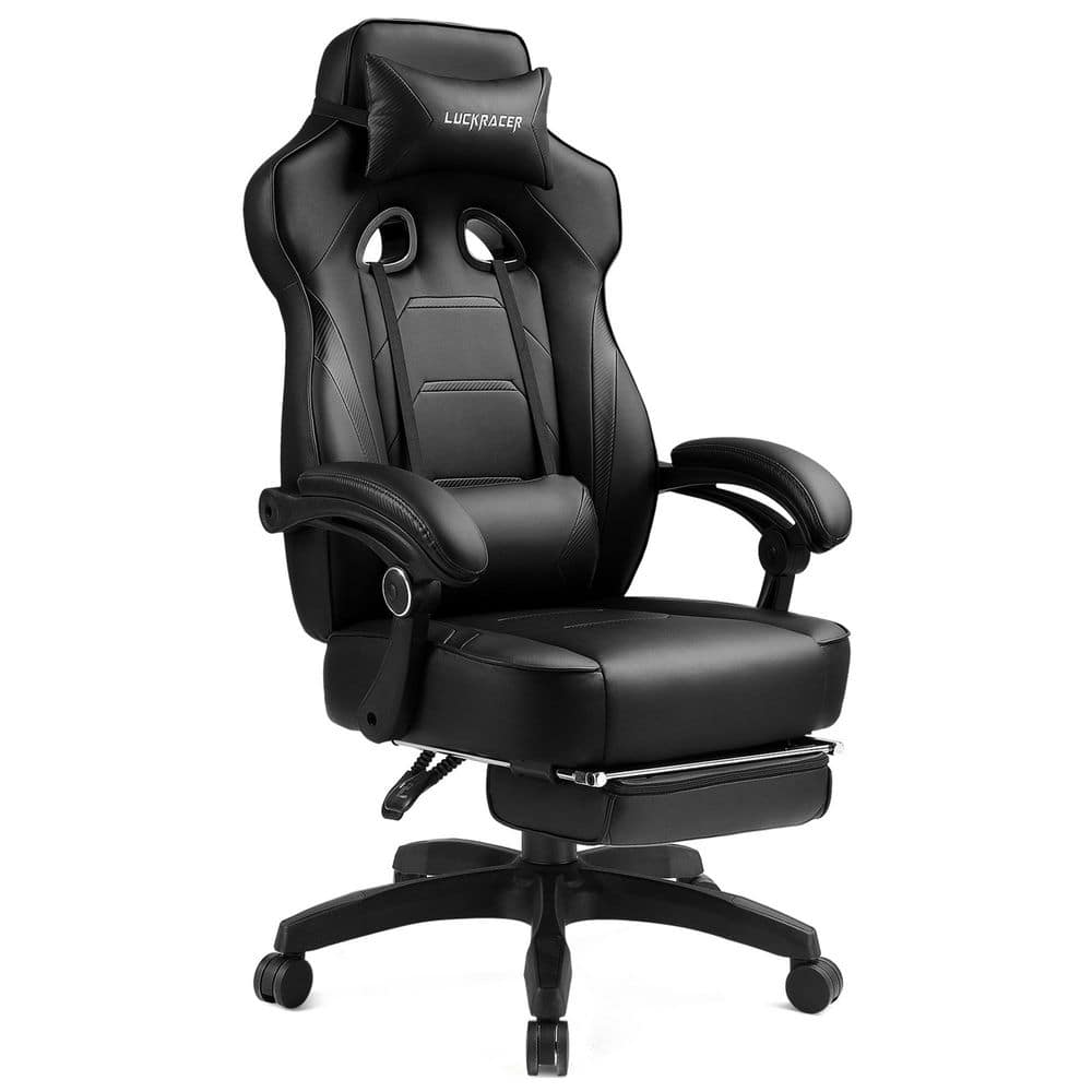 Lucklife Footrest Office Desk Chair Ergonomic Gaming Chair Black PU ...
