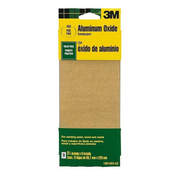 3M 3-2/3 in. x 9 in. 150-Grit Fine Aluminum Oxide Sand paper (9 Sheets-Pack)