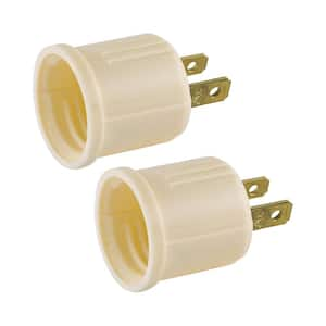 2-Pieces Polarized Plug Socket 125V 660W Convert 2-Prong Outlets to Lamp Sockets Adapter in Light Almond