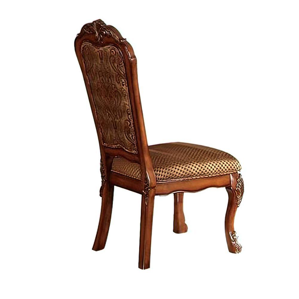 High Back Brown Faux Leather Upholstered Wood Side Chair