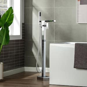 Austin Single-Handle Freestanding Floor Mount Tub Filler Faucet with Hand Shower in Chorme