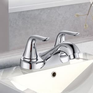 4 in. Centerset 2-Handle Bathroom Faucet with Drain in Chrome