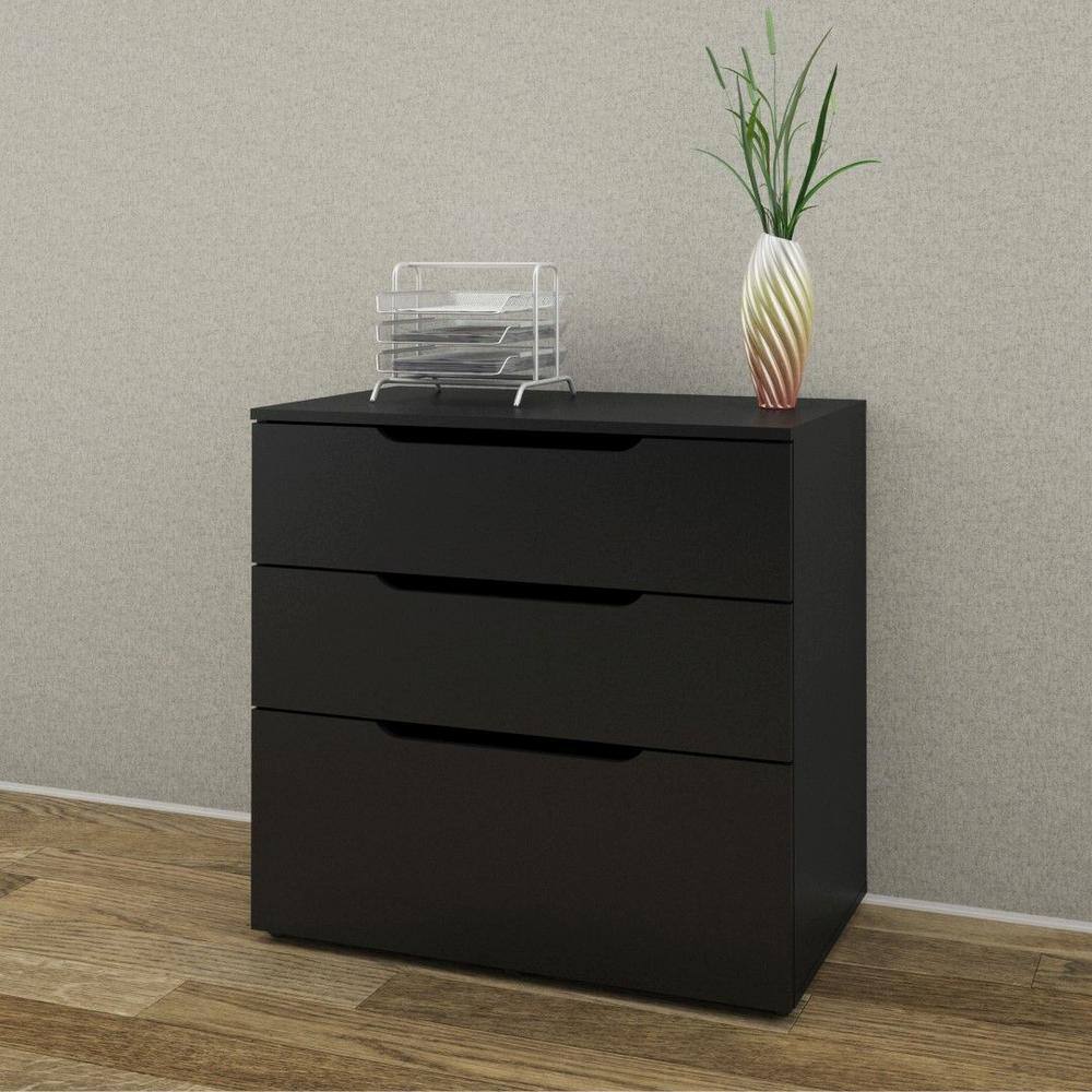 Sleek Black 3-Drawer Mobile Filing Cabinet for Legal Files