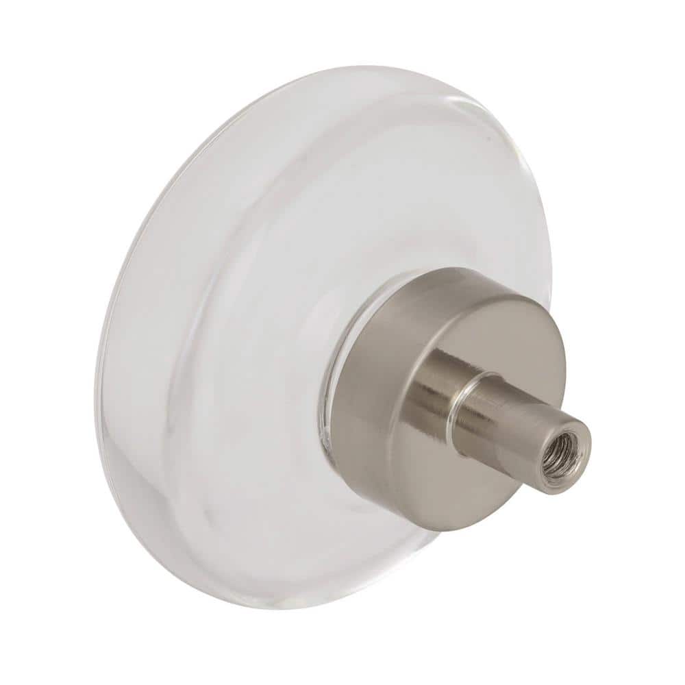 Clear and Brushed Nickel Round Cabinet Knob with Mounting Hardware
