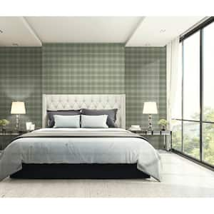 Tartan Green and Off White Paper Non Pasted Strippable Wallpaper Roll (Cover 56.05 sq. ft.)