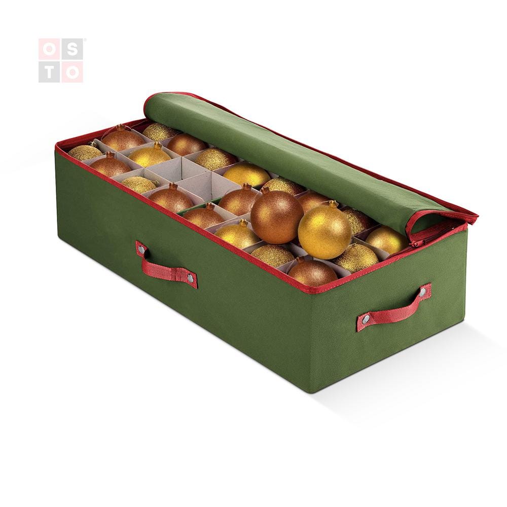 OSTO 26 in. Green Nonwoven Ornament Storage Box (64Ornaments) OSP116