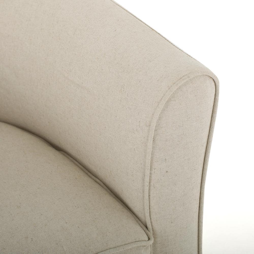 Beige Fabric Swivel Accent Chair with Flared Arms