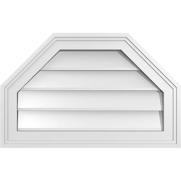 Ekena Millwork 22 in. x 14 in. Octagonal Top Surface Mount PVC Gable Vent: Decorative with Brickmould Frame