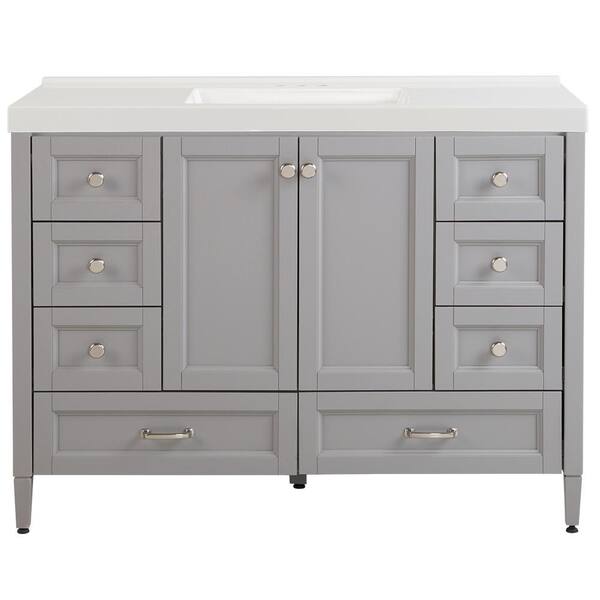 Home Decorators Collection Claxby 49 in. W x 22 in. D Bath Vanity in Sterling Gray with Cultured Marble Vanity Top in White with White Sink