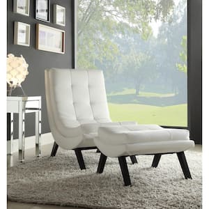 Tustin White Lounge Chair and Ottoman Set