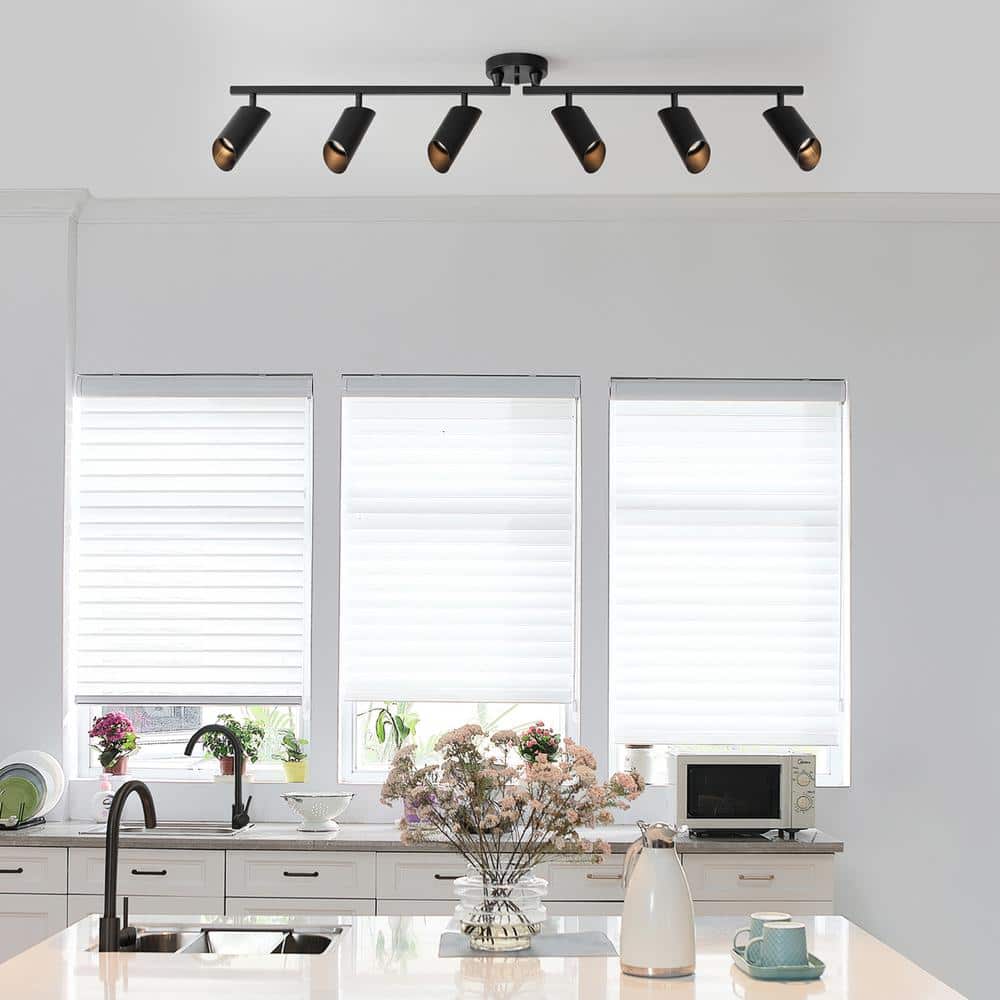 Modern Matte Black 46" Metal 6-Light Ceiling Track Fixture