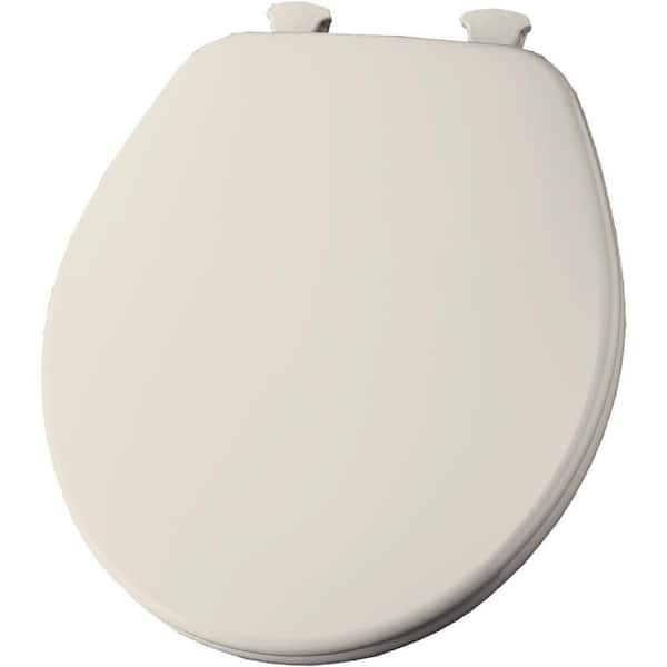 Church Round Enameled Wood Closed Front Toilet Seat in Biscuit Removes for Easy Cleaning