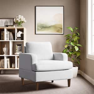 Fayetteville Cream Polyester Arm Chair with Wood Legs