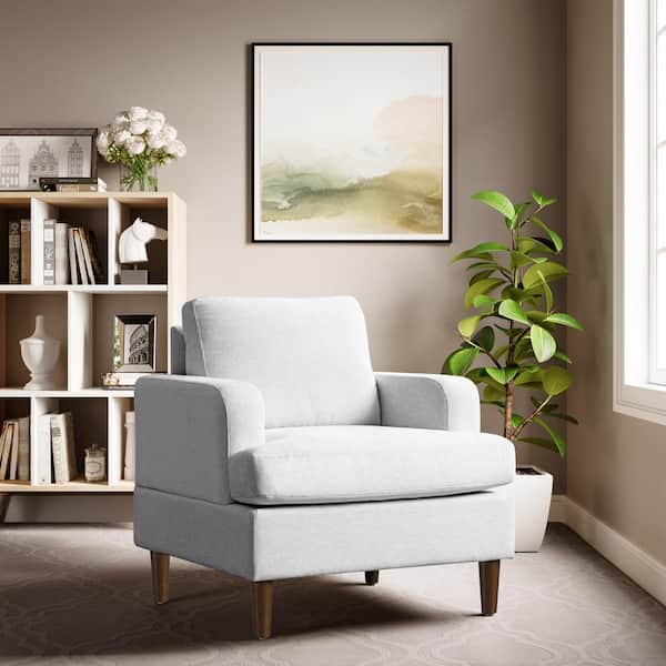 Serta Fayetteville Cream Polyester Arm Chair with Wood Legs