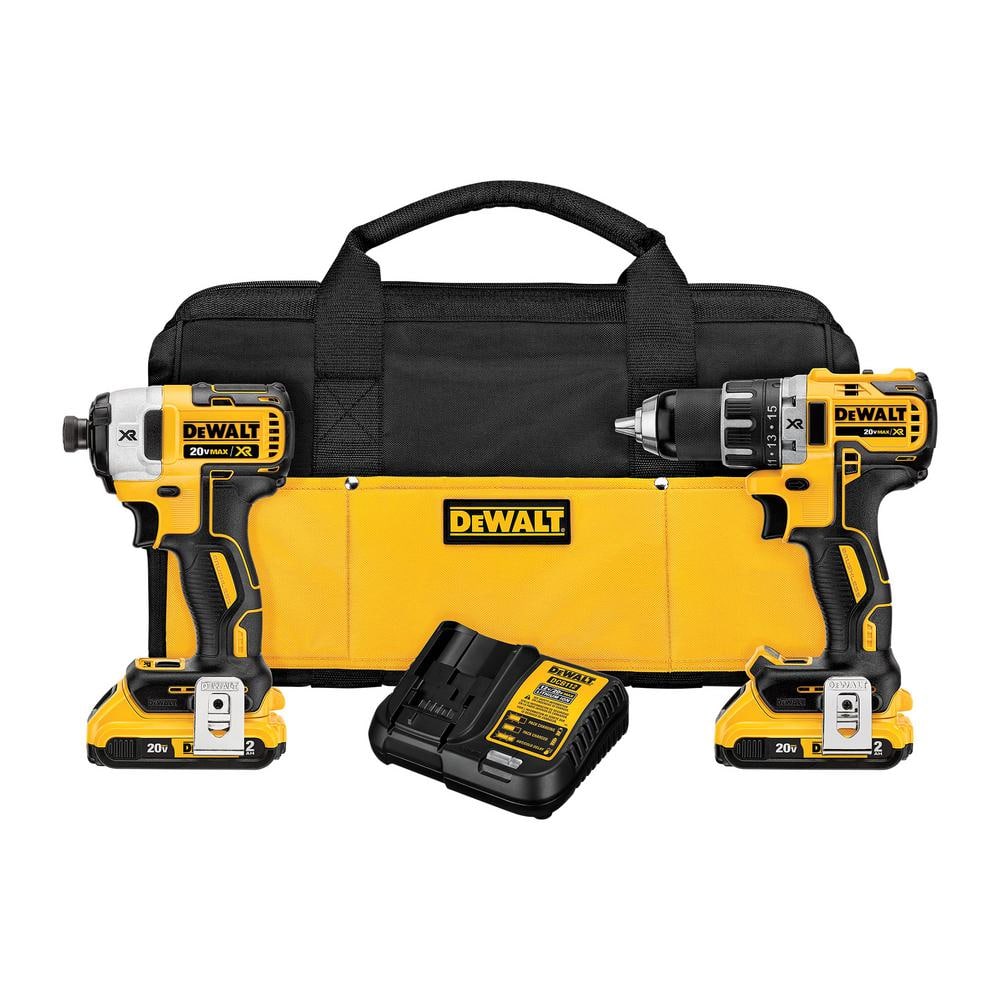 DEWALT 20V MAX XR Cordless Brushless 2 Tool Combo Kit with (2) 20V 2.0Ah Batteries and Charger DCK283D2 - The