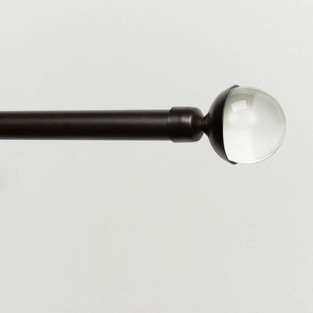 Adjustable Matte Bronze Curtain Rod with Clear Globe Finials