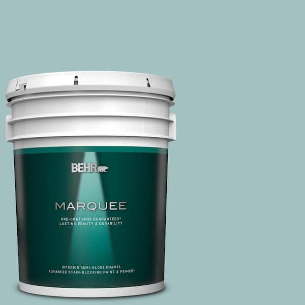 BEHR MARQUEE 5 gal. #S440-3 Aspiring Blue One-Coat Hide Semi-Gloss Enamel Interior Paint & Primer