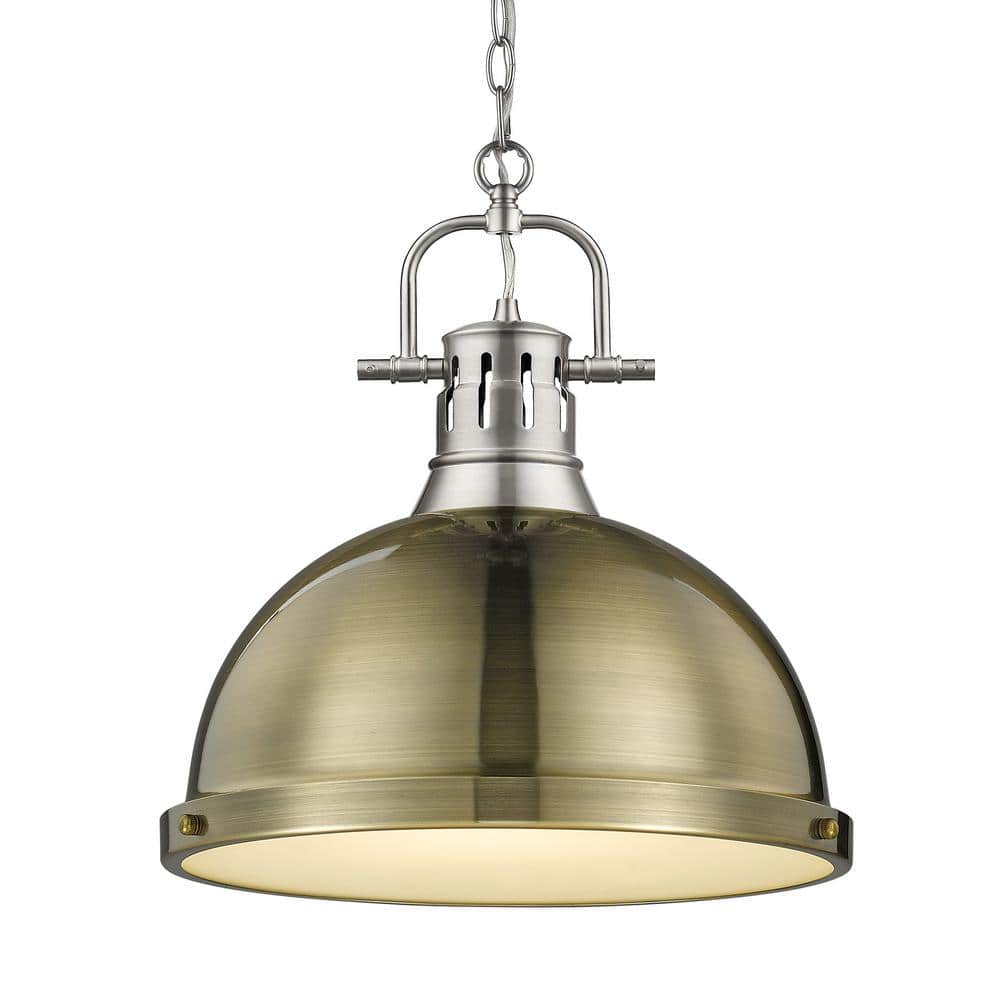 Duncan 1-Light Pendant with Chain in Pewter with an Aged Brass Shade price history on PriceWatchPro