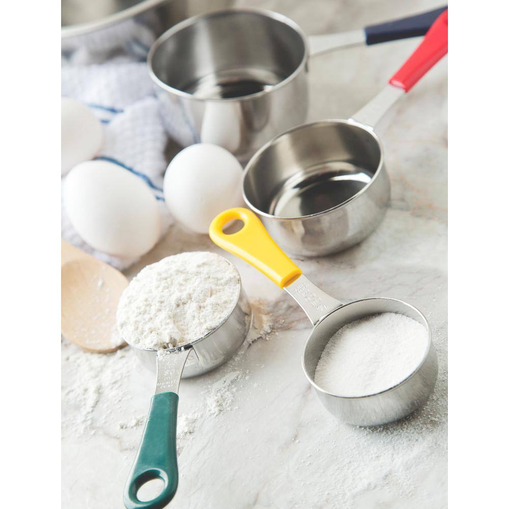 Color-Coded Stainless Steel Measuring Cup Set with Engraved Measurements