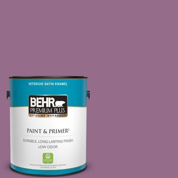 BEHR PREMIUM PLUS 1 gal. #M110-6 Sophisticated Lilac Satin Enamel Low Odor Interior Paint & Primer