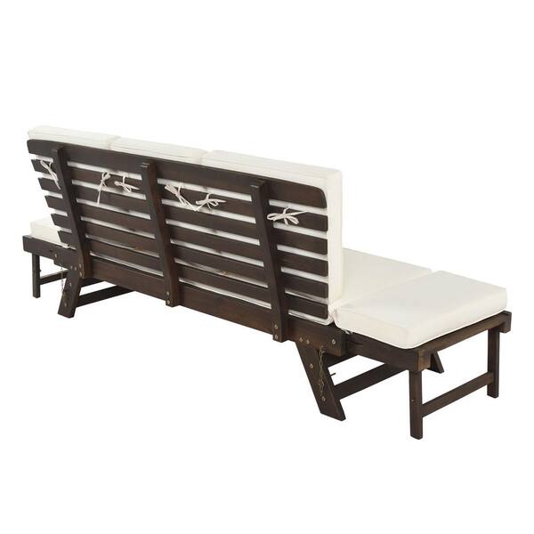 wooden sunbeds with cushions