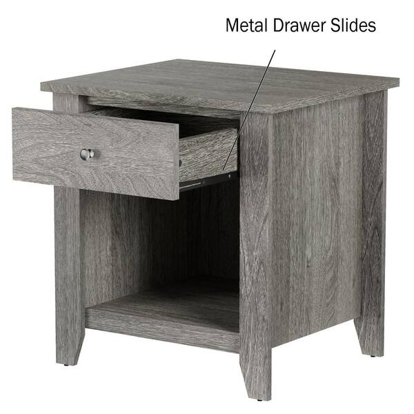 Wood grey hotsell side table desk drawer 14x14x28.5 plant furniture home decor accent