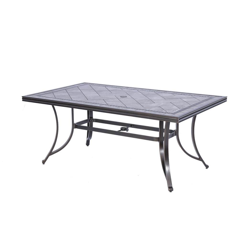 Mondawe Dark Bronze Cast Aluminium Patio Rectangle Outdoor Dining Table 40 in. W x 68 in. D with
