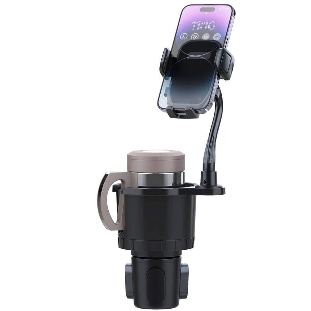 1pc Multi-functional Black Car Cup & Drink Holder + Phone Bracket