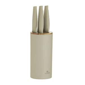 6- Piece Recycled Stainless Steel Sustainable Knife Set with Wheat Fiber Knife Block