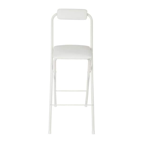 27.56 in. H, White Metal Carbon Steel Folding Chair Portable Folding Seat Bar Coffee Chair