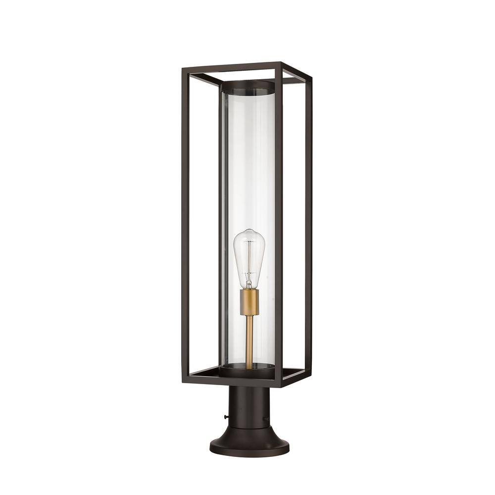 Deep Bronze and Brass Outdoor Lantern with Clear Glass