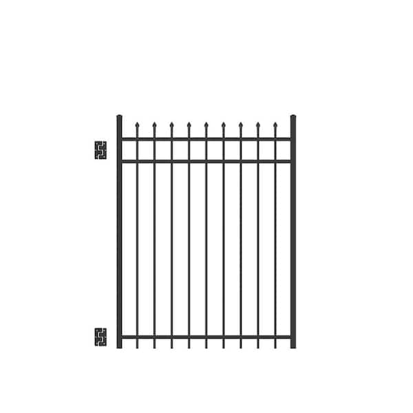 Barrette Outdoor Living Cascade Standard-Duty 4 ft. W x 5 ft. H Black Aluminum Straight Pre-Assembled Fence Gate