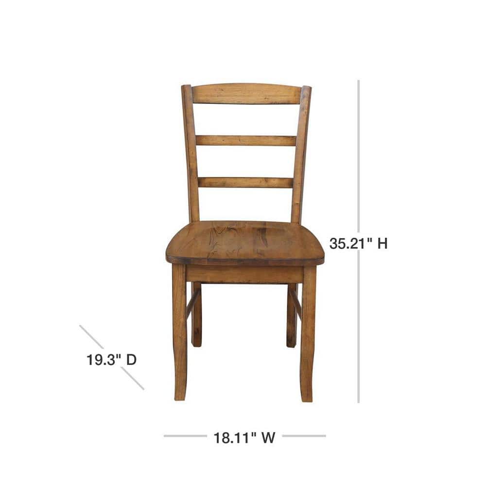 Pecan Solid Para Wood High Ladderback Side Chair Set of 2