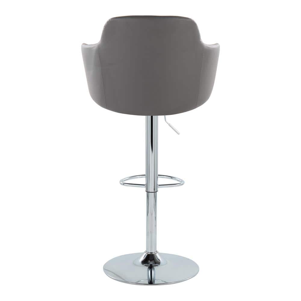 Boyne Gray Faux Leather Adjustable Swivel Bar Stool Set