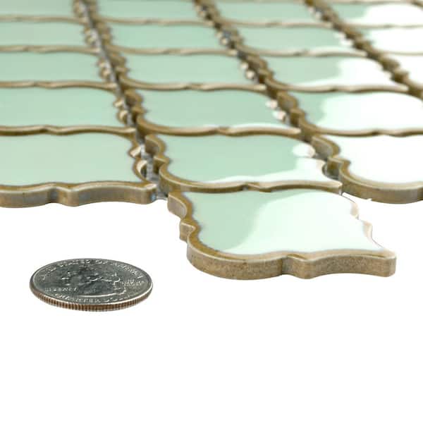 Hudson Tangier Light Green 12-3/8 in. x 12-1/2 in. Porcelain Mosaic Tile (11.0 sq. ft./Case)