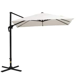 8 ft. x 8 ft. Steel Push-Up Patio Market Umbrella with 360° Rotation, 3-Position Tilt, Crank and Cross Base in Off White